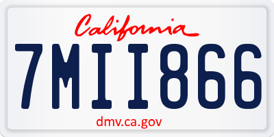CA license plate 7MII866