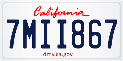 CA license plate 7MII867