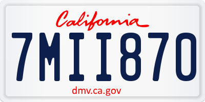 CA license plate 7MII870