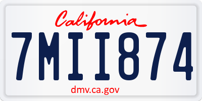 CA license plate 7MII874
