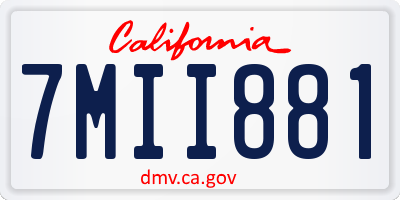 CA license plate 7MII881