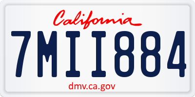 CA license plate 7MII884