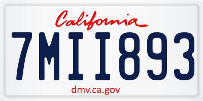CA license plate 7MII893