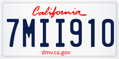 CA license plate 7MII910