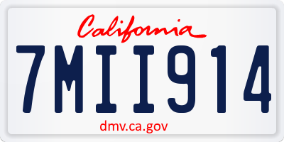 CA license plate 7MII914