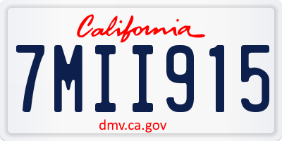 CA license plate 7MII915