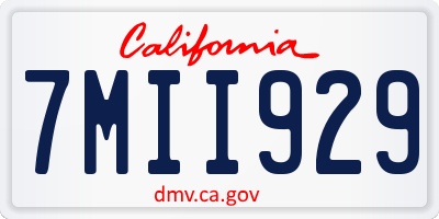 CA license plate 7MII929
