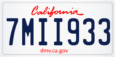 CA license plate 7MII933