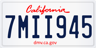 CA license plate 7MII945