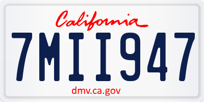 CA license plate 7MII947