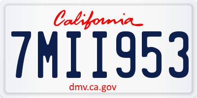 CA license plate 7MII953