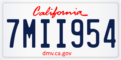 CA license plate 7MII954