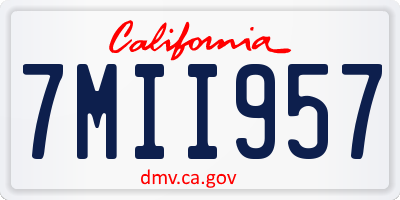 CA license plate 7MII957