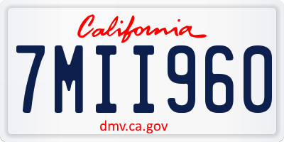 CA license plate 7MII960