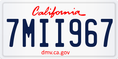 CA license plate 7MII967