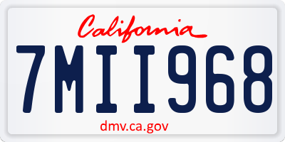 CA license plate 7MII968