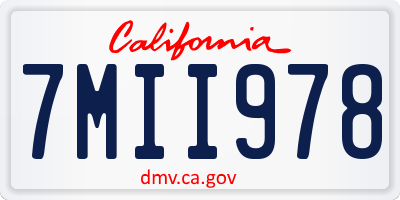 CA license plate 7MII978