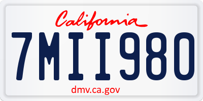 CA license plate 7MII980