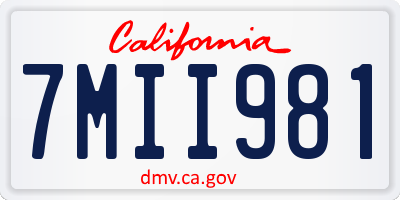 CA license plate 7MII981