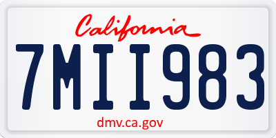 CA license plate 7MII983