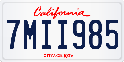 CA license plate 7MII985