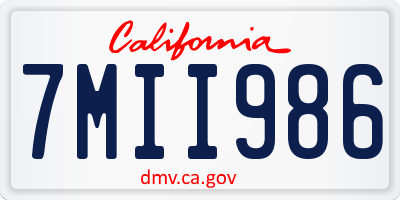 CA license plate 7MII986