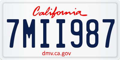 CA license plate 7MII987