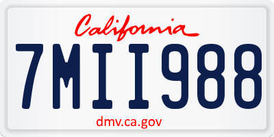 CA license plate 7MII988
