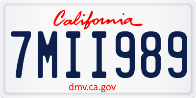 CA license plate 7MII989