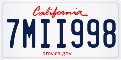 CA license plate 7MII998