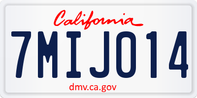 CA license plate 7MIJ014