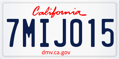 CA license plate 7MIJ015