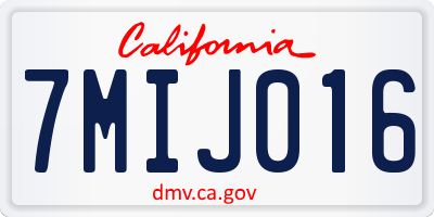 CA license plate 7MIJ016
