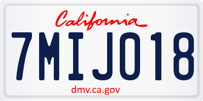 CA license plate 7MIJ018