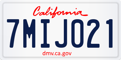 CA license plate 7MIJ021