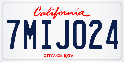 CA license plate 7MIJ024