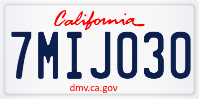 CA license plate 7MIJ030