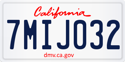 CA license plate 7MIJ032