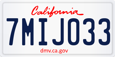 CA license plate 7MIJ033