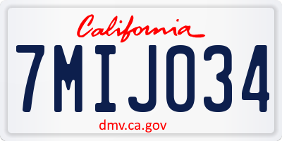 CA license plate 7MIJ034