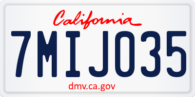 CA license plate 7MIJ035