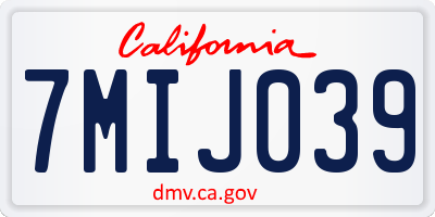 CA license plate 7MIJ039