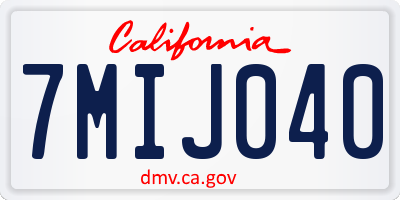 CA license plate 7MIJ040