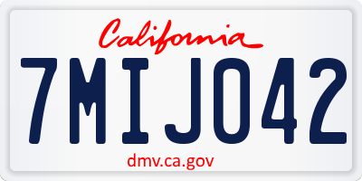 CA license plate 7MIJ042