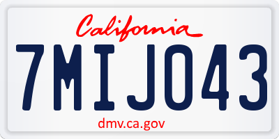 CA license plate 7MIJ043