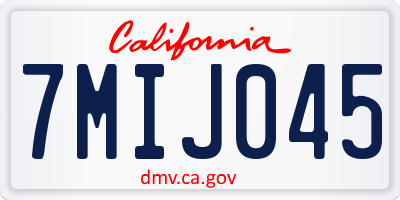 CA license plate 7MIJ045