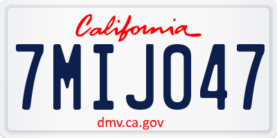 CA license plate 7MIJ047