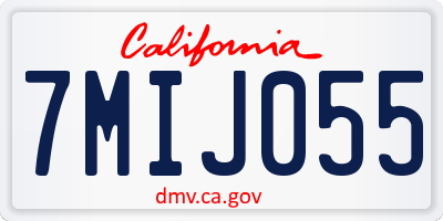 CA license plate 7MIJ055