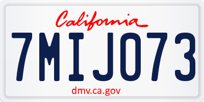 CA license plate 7MIJ073