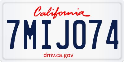 CA license plate 7MIJ074